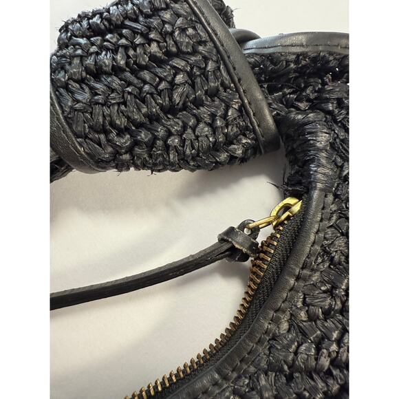Poolside Hobo Handbag The Josie Knot Bag in Black Woven Straw Raffia - Picture 6 of 8